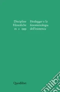 Discipline filosofiche (1999) (2). Heidegger e la fenomenologia dell‘esistenza Popolare