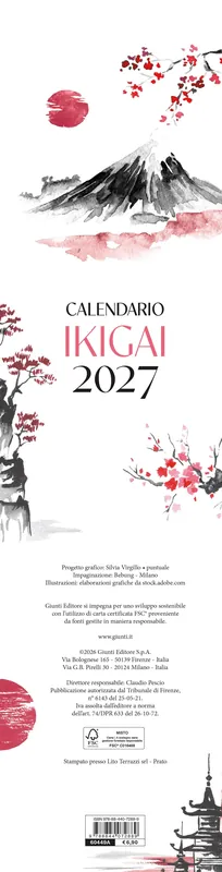 Subito Disponibile Ikigai. Senso della Vita Giappone 2027 da parete (12,5 X 48 cm)